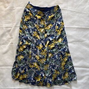 White House Black Market Floral A-Line Skirt in Blue and Yellow